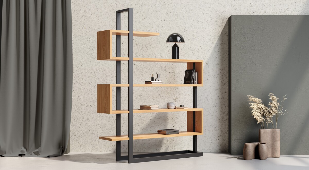 Veer-Bücherregal aus massivem Holz