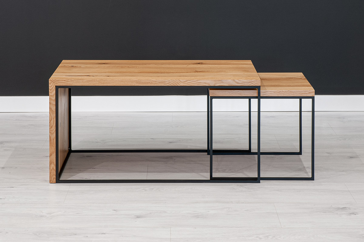 Mate-Couchtisch-Set aus massivem Holz