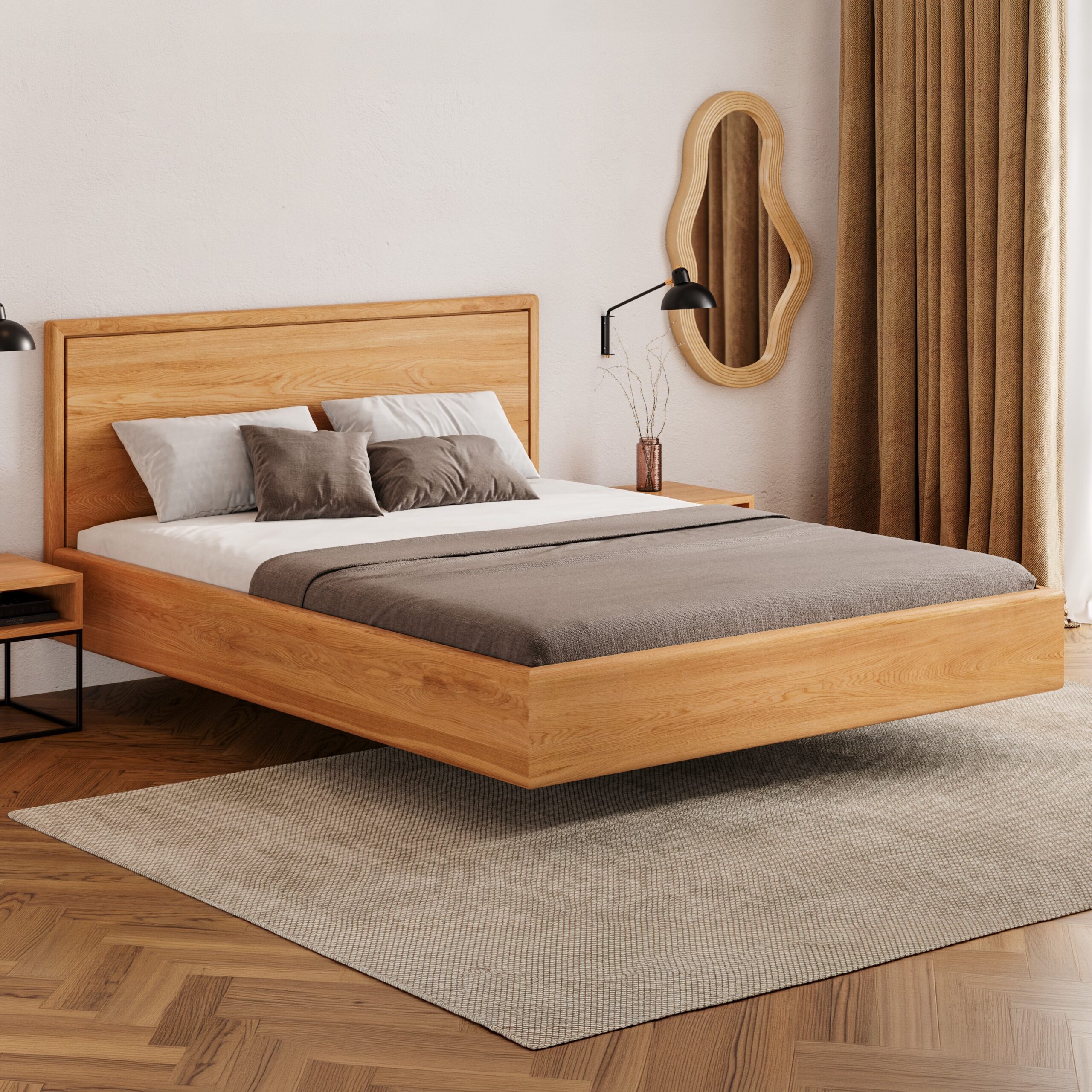 Linea floating wooden bed - Danzz