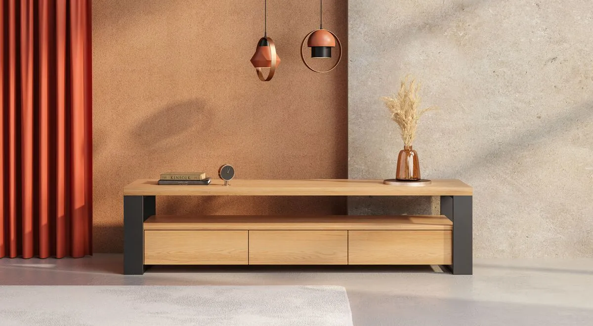TV-Horizon-Schrank aus massivem Holz